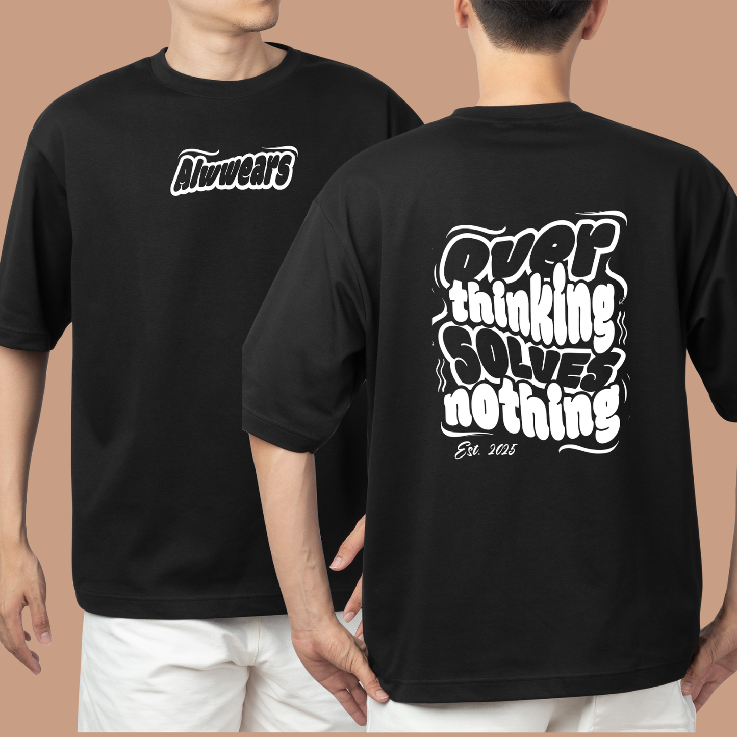 Alwwears Unisex Oversized Black T-Shirt – French Terry 100% Cotton (240 GSM) | Streetwear Graphic Tee