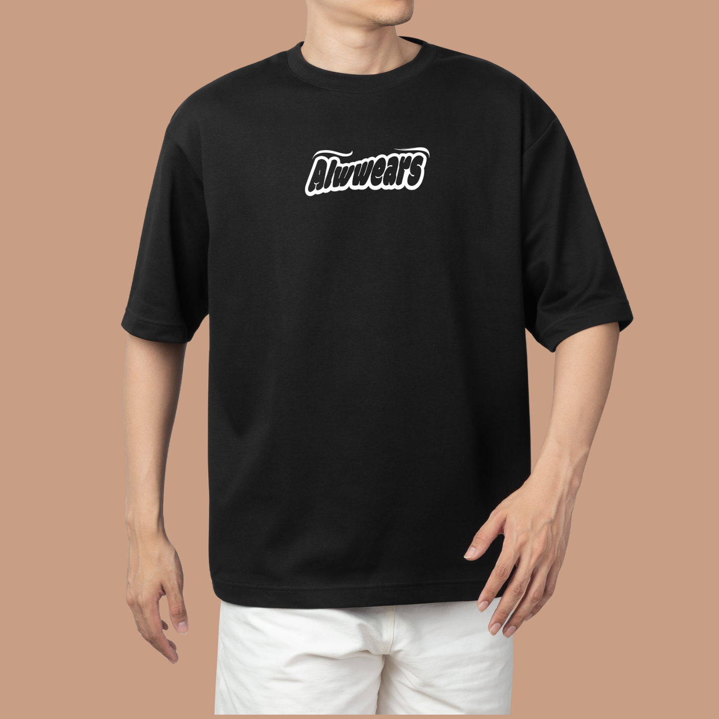 Alwwears Unisex Oversized Black T-Shirt – French Terry 100% Cotton (240 GSM) | Streetwear Graphic Tee