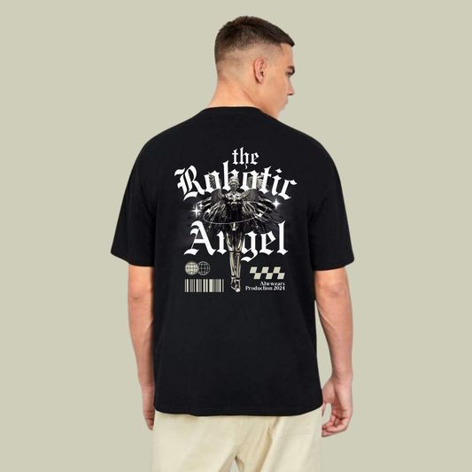 Alwwears "Robotic Angel" Oversized Black T-Shirt