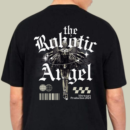 Alwwears "Robotic Angel" Oversized Black T-Shirt