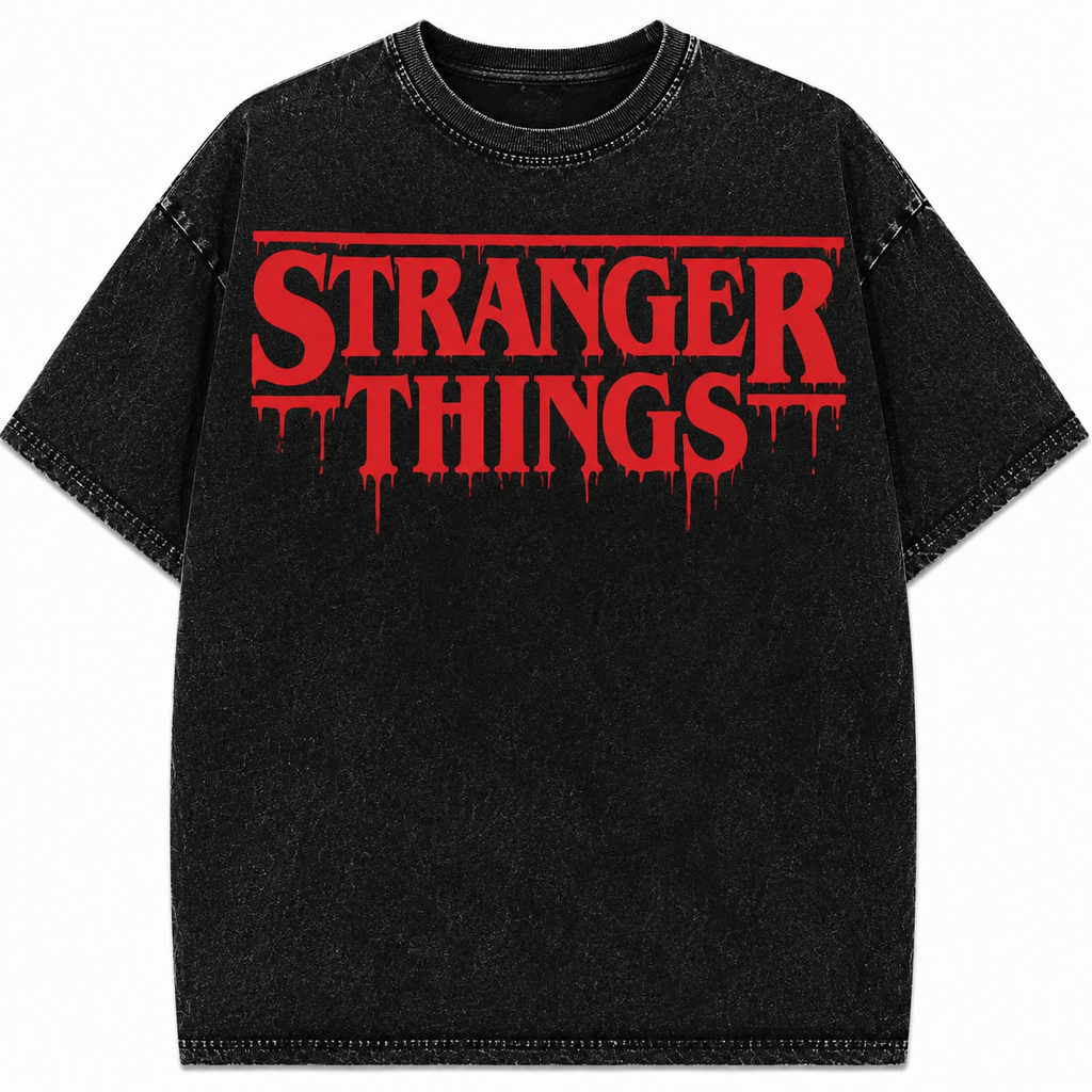 Stranger Things Oversized Acid Wash Tee