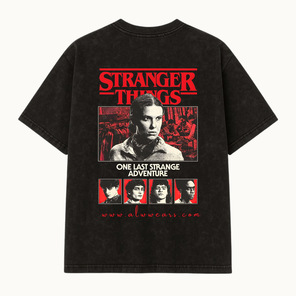 Stranger Things Black Acid Wash Tee