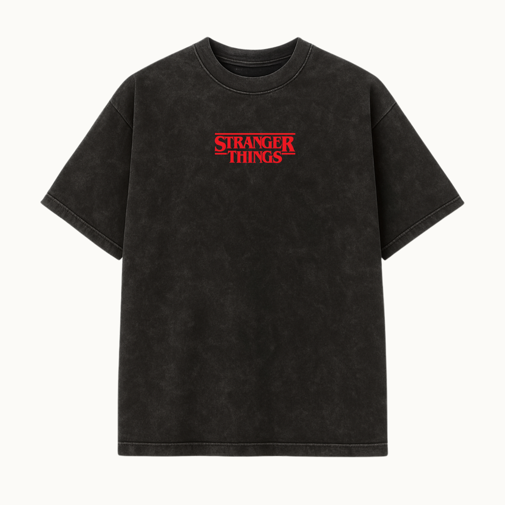 Stranger Things Black Acid Wash Tee