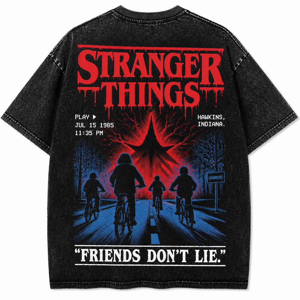 Stranger Things Oversized Acid Wash Tee