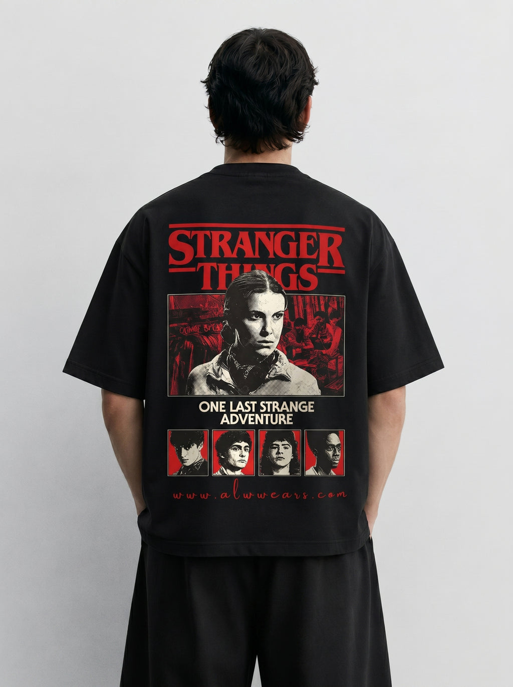 Stranger Things Black Oversized T-Shirt