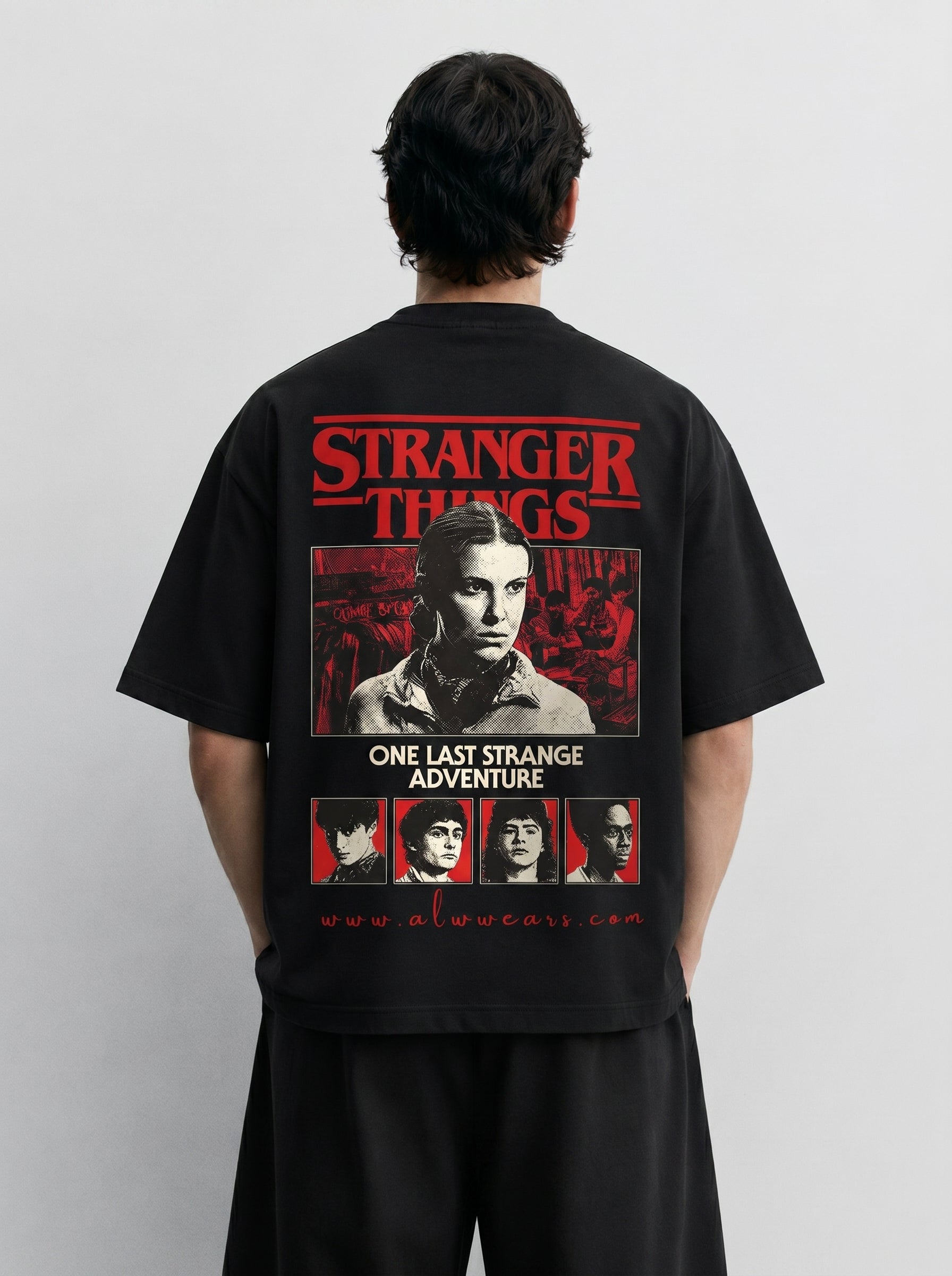 Stranger Things Black Oversized T-Shirt