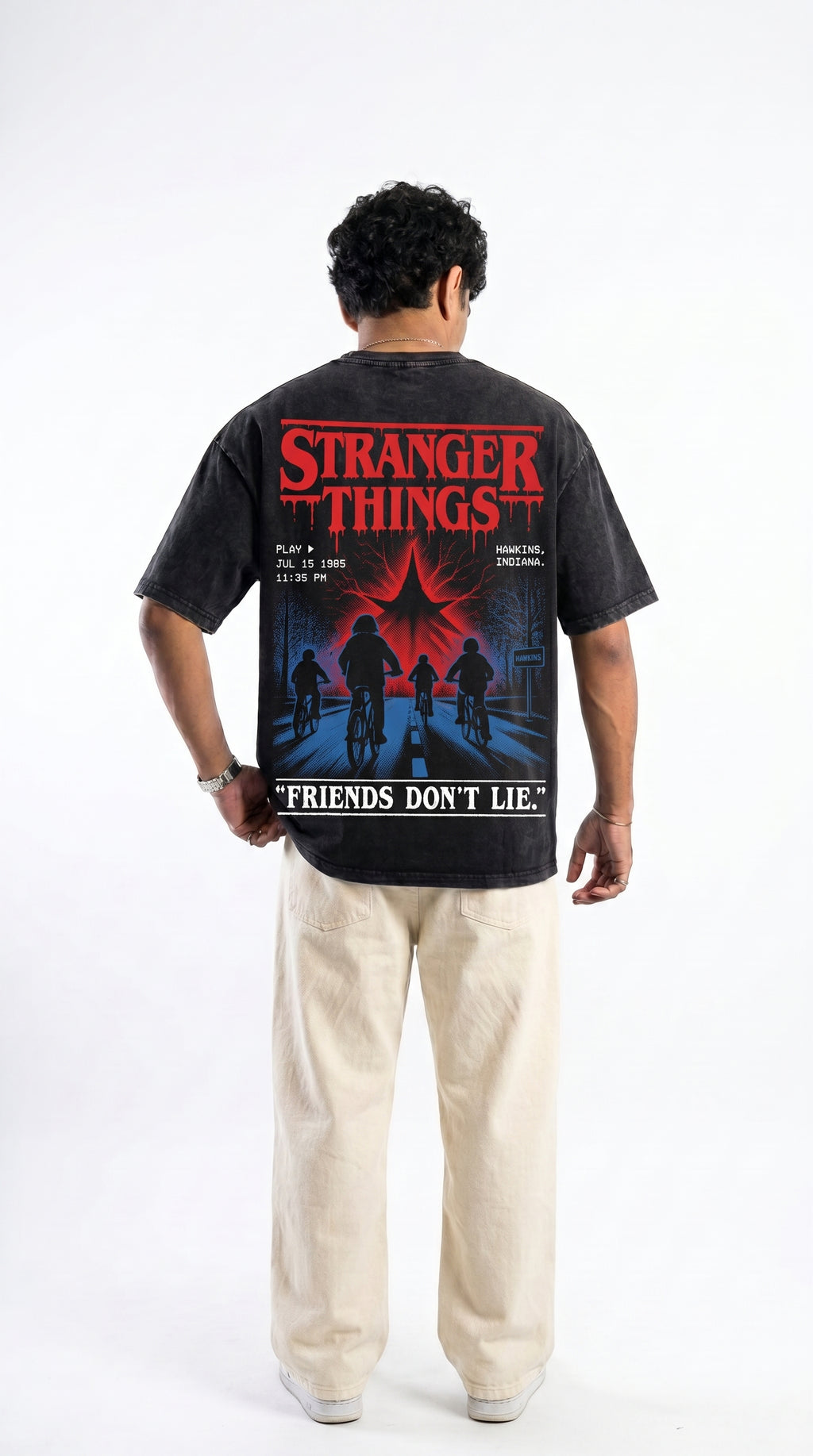 Stranger Things Oversized Acid Wash Tee