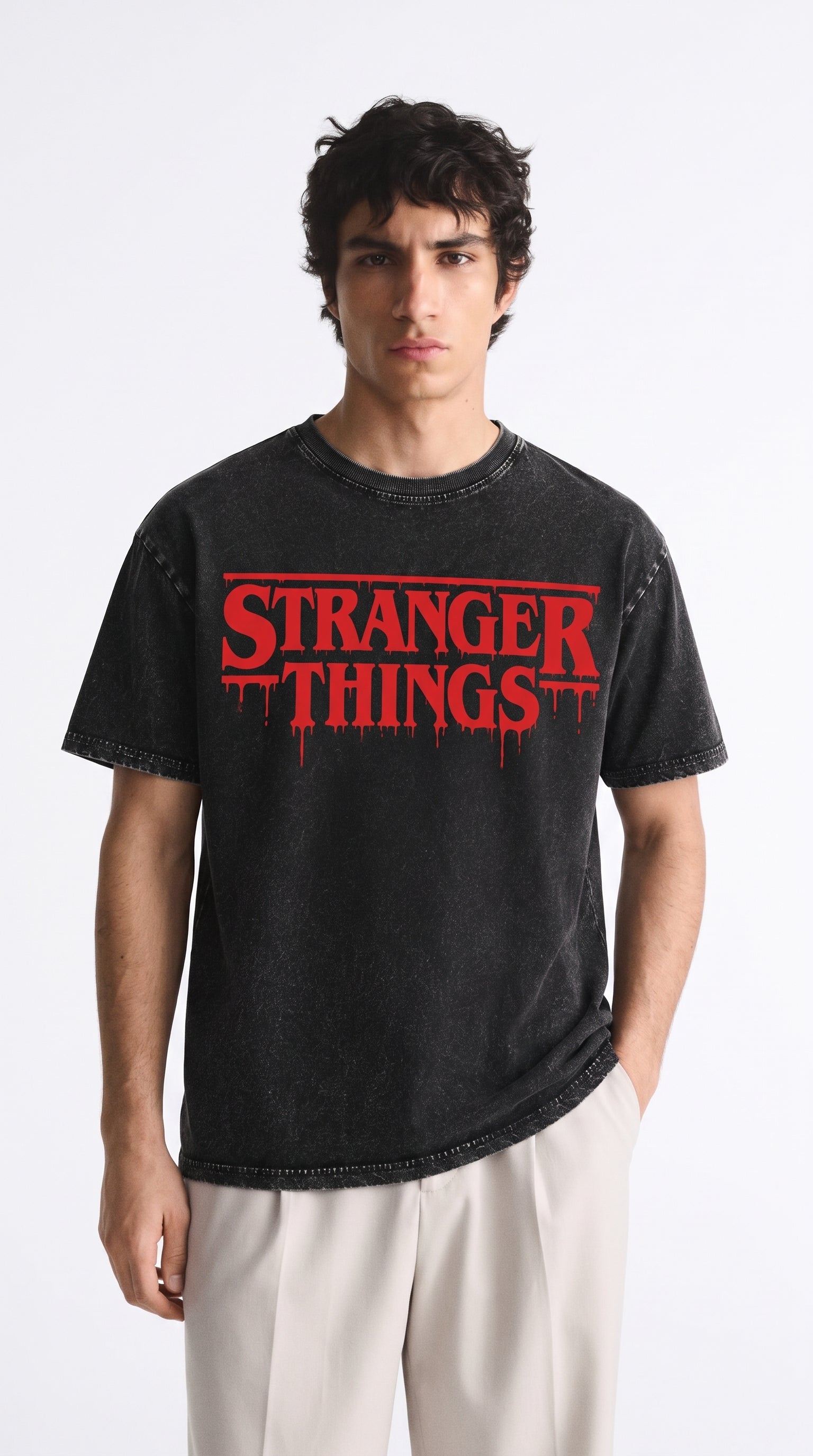 Stranger Things Oversized Acid Wash Tee