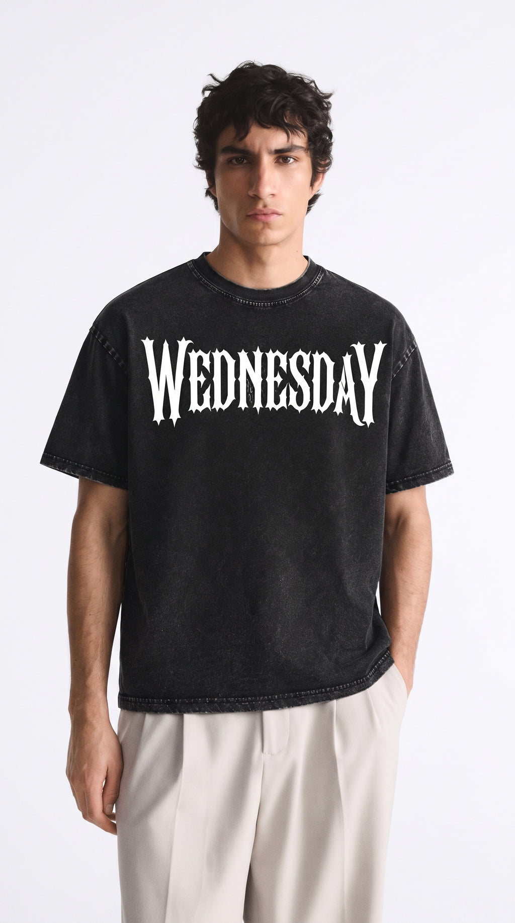 Wednesday Nevermore Oversized Acid Wash T-Shirt